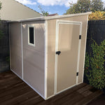 Lade das Bild in den Galerie-Viewer, Anbau-Gartenhaus aus beigem Harz, 3,55 m², inkl. Fundament-Kit - JOBU
