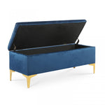 Lade das Bild in den Galerie-Viewer, Bank Truhe "Chloé" Samt Blau goldene Füße
