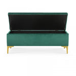 Lade das Bild in den Galerie-Viewer, Bank Truhe "Chloé" Samt Grün goldene Füße
