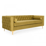 Lade das Bild in den Galerie-Viewer, 3-Sitzer-Sofa Edward aus Samt mit goldenen Füßen
