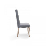 Lade das Bild in den Galerie-Viewer, Lot von 4 gepolsterten Jade-Stühlen in grauem Stoff
